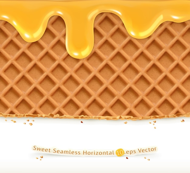 Ilustración de waffles y miel