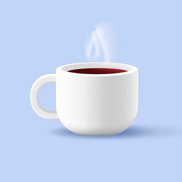 Ilustración web 3d de una taza de café con bebida caliente