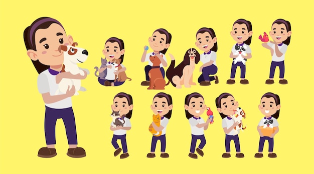 Vector ilustración web de personas con mascotas