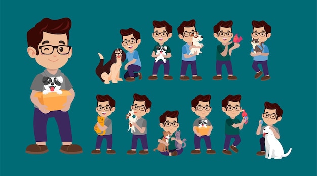 Vector ilustración web de personas con mascotas