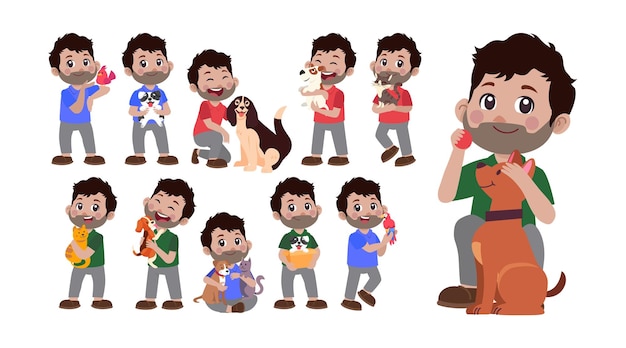 Ilustración web de personas con mascotas