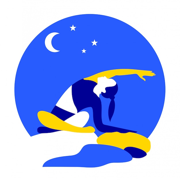 Ilustración de yoga en la noche