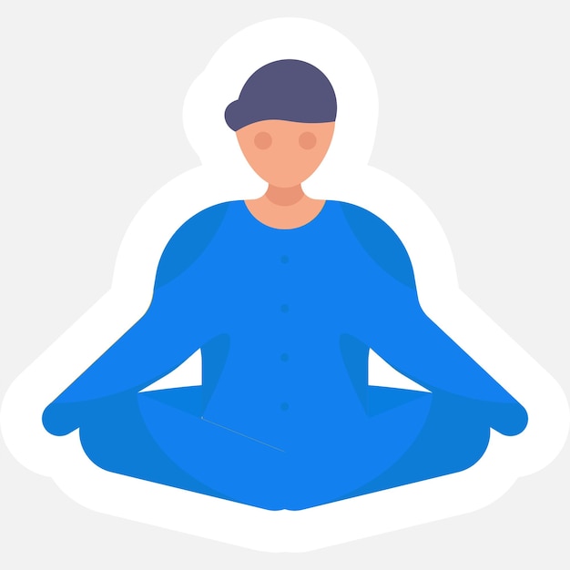 Ilustración de Yoga Pose hombre pegatina o icono en color azul