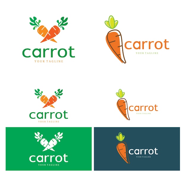 Vector ilustración de zanahoria diseño creativo zanahoria logotipo del producto agrícola icono procesamiento de zanahorias comida vegana