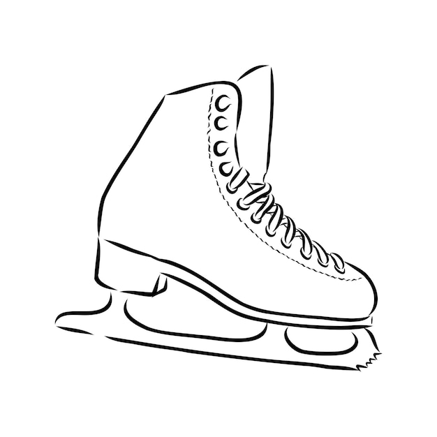 Ilustración de zapatos y palas de patinaje sobre hielo aislado sobre fondo blanco.