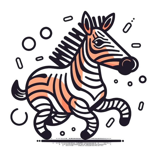 Vector ilustración de zebra vector en estilo de dibujos animados sobre un fondo blanco
