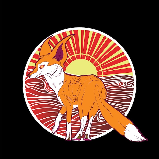 ilustración de zorro con estilo japonés para el evento kaijune