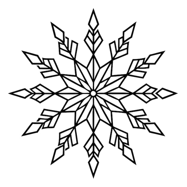 ilustraciones abstractas de copos de nieve en blanco y negro