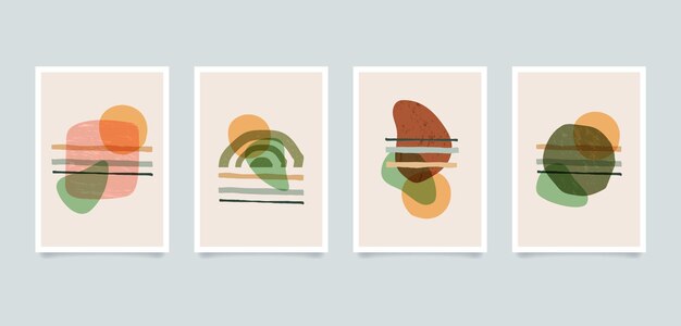 Ilustraciones abstractas minimalistas de estética moderna. Colección de carteles de arte de decoración de pared de composición contemporánea.