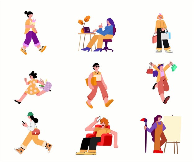 Ilustraciones de las actividades empresariales de las personas
