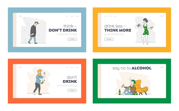 Ilustraciones de alcohol addiction set