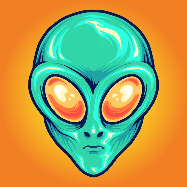 Ilustraciones de alien head cartoon mascot