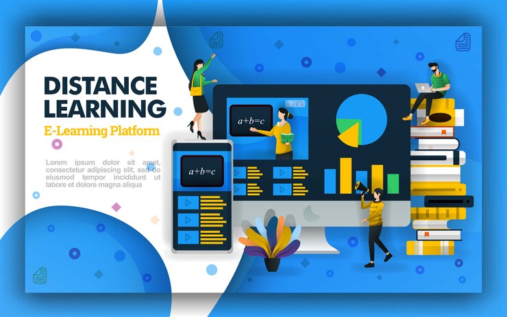 Vector ilustraciones para el aprendizaje a distancia y la educación