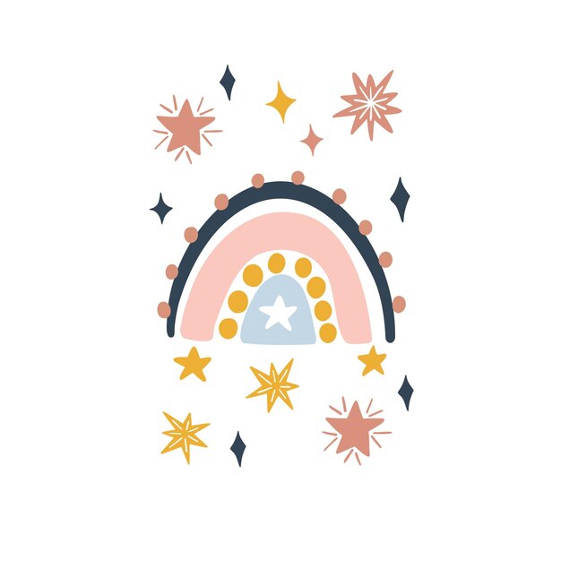 Ilustraciones de arco iris y flores