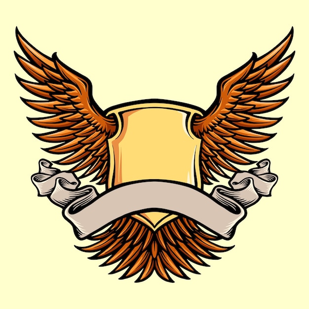 Ilustraciones de badge shield wing with ribbon