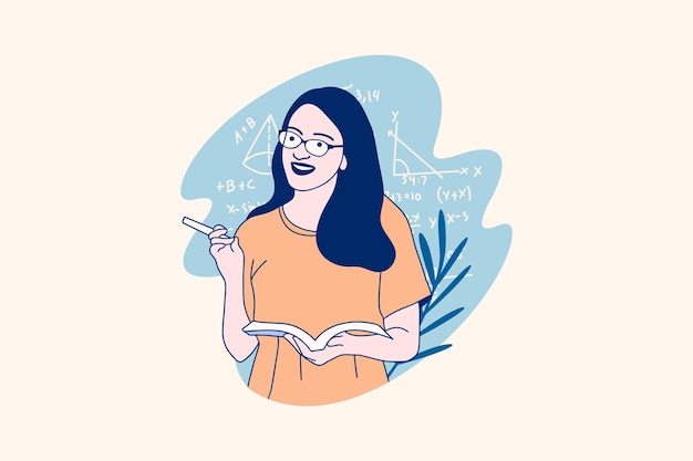 Ilustraciones de la bella maestra para el concepto de diseño del Día Mundial de los Docentes