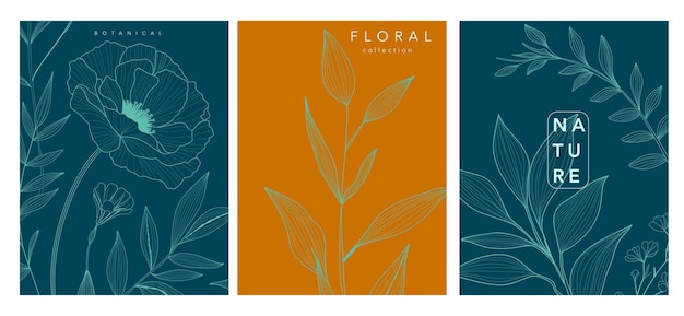 Ilustraciones botánicas Diseño vectorial para tarjetas de felicitación invitaciones de boda u otras vacaciones