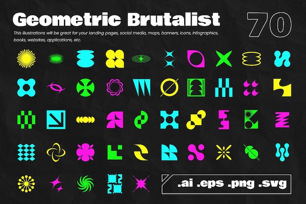 Ilustraciones brutales geométricas para proyectos de diseño