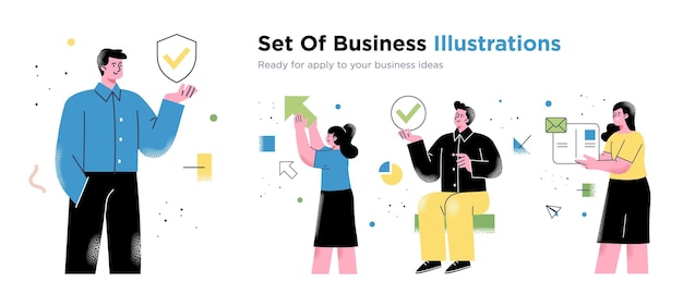 Ilustraciones de business concept colección de escenas con personas que participan en actividades comerciales