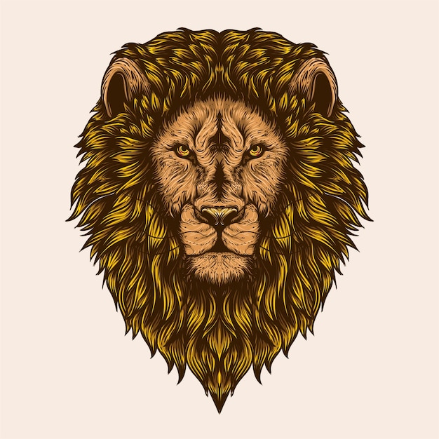ilustraciones de cabeza de león macho
