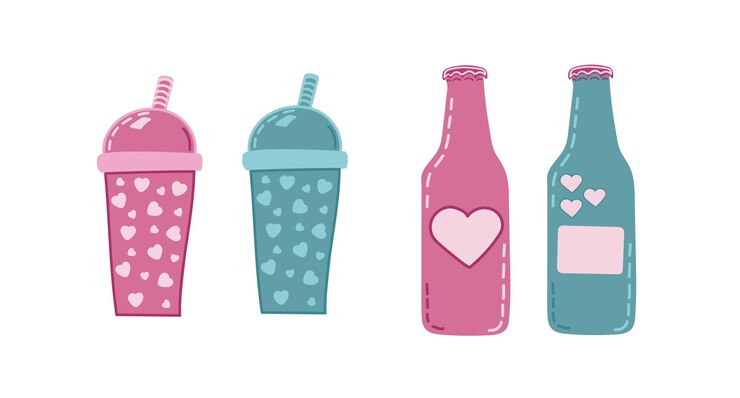 Vector ilustraciones de cócteles en estilo dibujado a mano conjunto de imágenes prediseñadas de verano colorido vector aislado