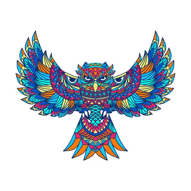 Ilustraciones coloridas del búho para la camiseta del niño