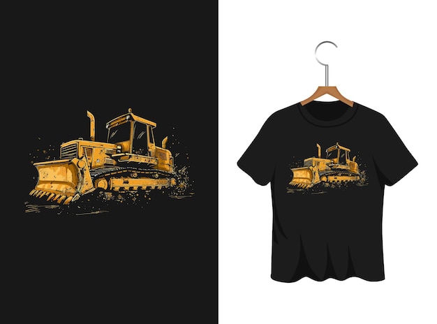 Vector ilustraciones coloridas de excavadoras obras de arte de diseño de camisetas