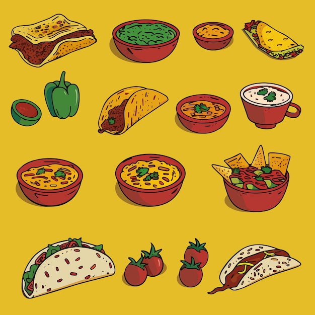 Vector ilustraciones de comida mexicana 4