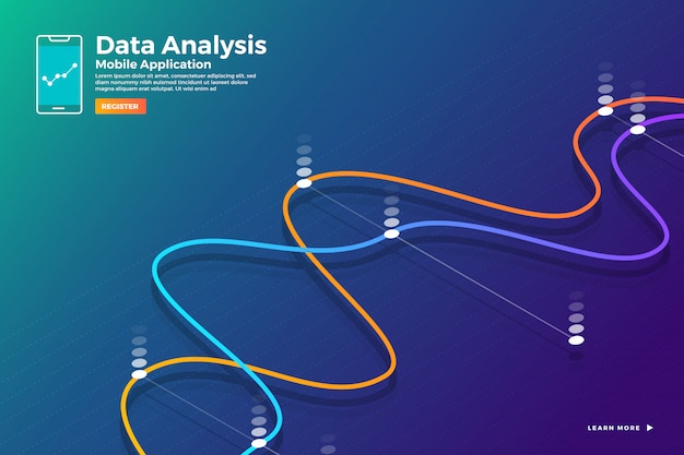 Ilustraciones concepto análisis de datos isométricos e informe gráfico de ingenio estático y gráfico de tabla. plantilla para banner de plantilla de sitio web. ilustrar.