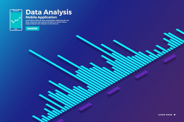 Vector ilustraciones concepto análisis de datos isométricos e informe gráfico de ingenio estático y gráfico de tabla. plantilla para banner de plantilla de sitio web. ilustrar.