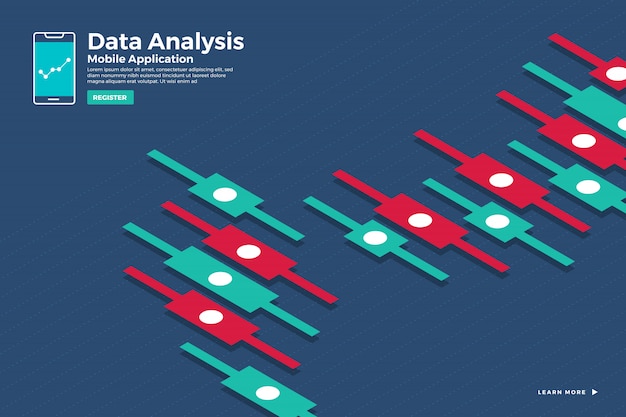 Ilustraciones concepto análisis de datos isométricos e informe gráfico de ingenio estático y gráfico de tabla. Plantilla para banner de plantilla de sitio web. ilustrar.