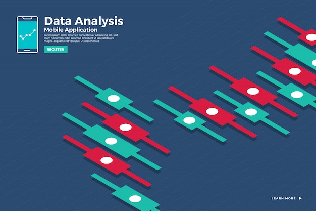 Vector ilustraciones concepto análisis de datos isométricos e informe gráfico de ingenio estático y gráfico de tabla. plantilla para banner de plantilla de sitio web. ilustrar.