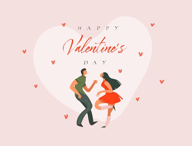 Ilustraciones de concepto de Happy Valentines gráfico moderno de dibujos animados abstractos dibujados a mano