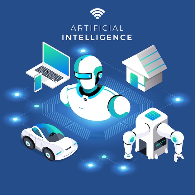 Ilustraciones concepto inteligencia artificial ai