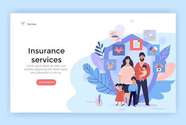 Vector ilustraciones de concepto de servicios de seguros familiares perfectas para diseño web