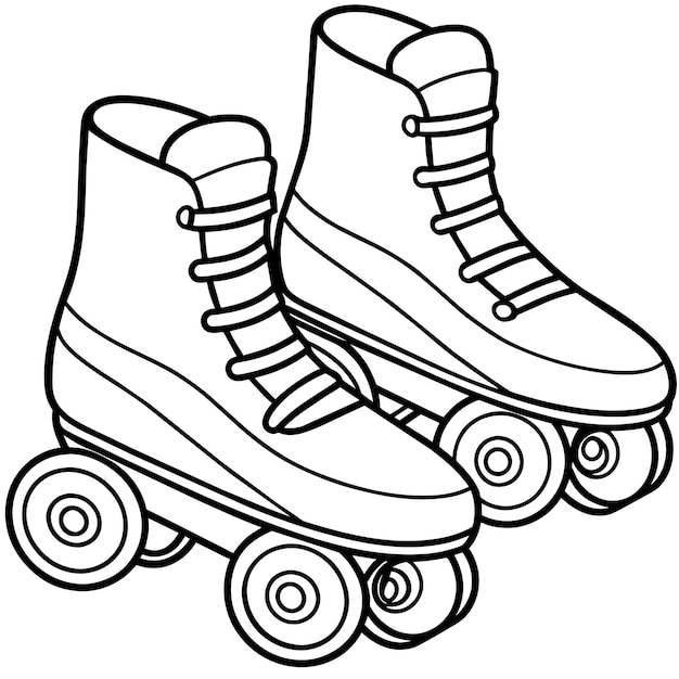 ilustraciones de contorno de patines digitales de colorear página de libro dibujo de arte de línea