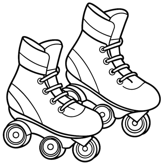 ilustraciones de contorno de patines digitales de colorear página de libro dibujo de arte de línea