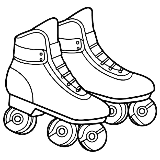 ilustraciones de contorno de patines digitales de colorear página de libro dibujo de arte de línea