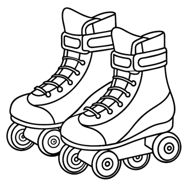 ilustraciones de contorno de patines digitales de colorear página de libro dibujo de arte de línea