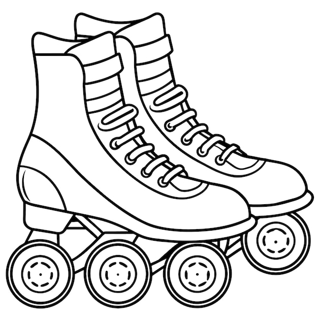 ilustraciones de contorno de patines digitales de colorear página de libro dibujo de arte de línea