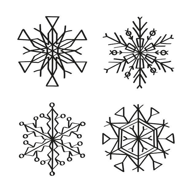 Ilustraciones de copos de nieve en estilo Art Ink