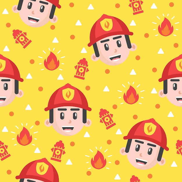 Vector ilustraciones de cute little firefighter pattern