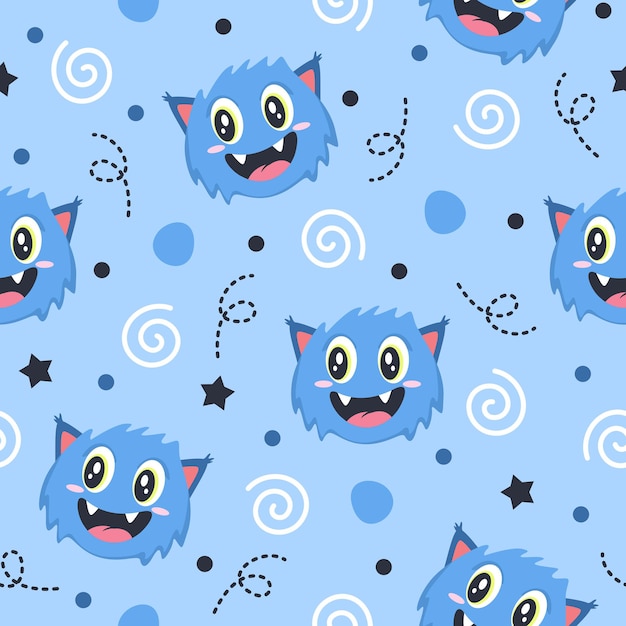 Ilustraciones de cute little monster art pattern