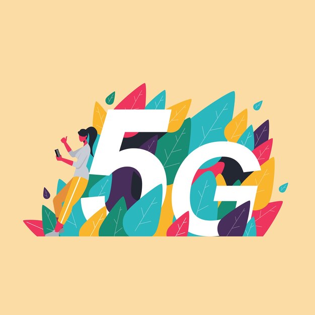 Ilustraciones digitales de conexión de punto de acceso 5G