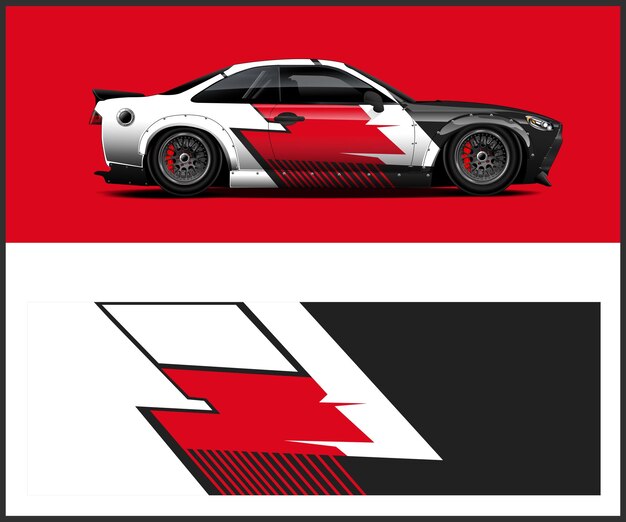 Ilustraciones de diseño de envoltura de automóviles de carreras Vector de diseño de envolvimiento de automóviles