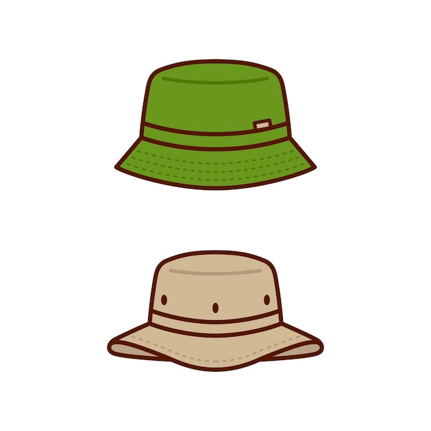 Ilustraciones de diseño plano de sombrero de cubo