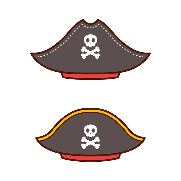 Ilustraciones de diseño plano de sombrero pirata