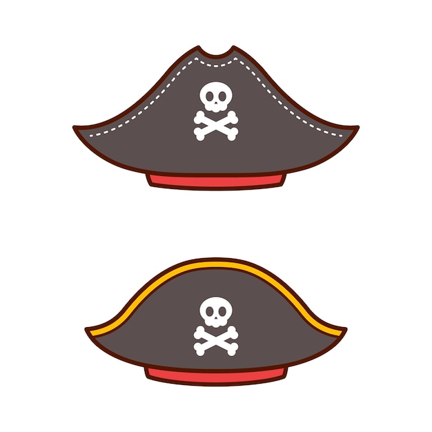 Vector ilustraciones de diseño plano de sombrero pirata