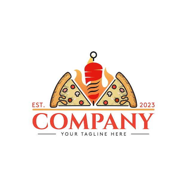 Vector ilustraciones de diseño de tipo de logotipo de empresa de pizza