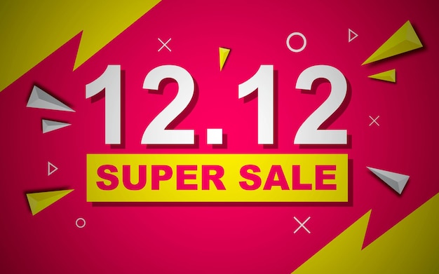 Ilustraciones de diseño vectorial de 1212 Super Sale Banner adecuadas para temas comerciales